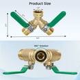 thumbnail image 3 of Amonnly Big Brass Garden Hose Splitter 2 Ways Heavy Duty, Y Valve Hose Splitter With Stainless Steel Long Handle, 3/4" GHT Thread Y Valve Water Garden Hose Tap Adapter, 3 of 7