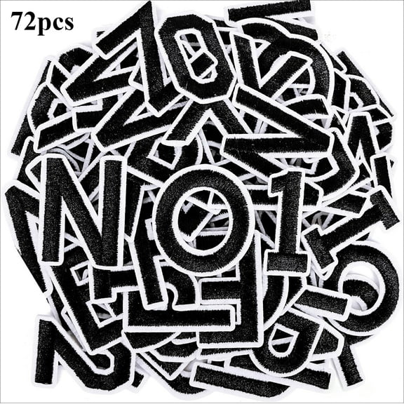 72pcs Iron on Letters and Numbers Patches Adhesive Alphabet Embroidered  A-Z 0-9 Applique for Clothes DIY Accessories（1.15 ×1.45in）