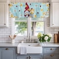 thumbnail image 2 of Gnome Daisy Window Valance Curtain Yellow White Flowers Blue Rod Pocket Short Curtain for Living Room, Bedroom & Kitchen Window Decor 42x18in, 2 of 8