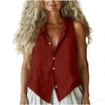 thumbnail image 5 of Tqcoqu Women's Jacket Waistcoat Deep V Neck Sleeveless Button Down Vest Linen Casual Trendy Tank Tops,Wine,Women's S-XXL, 5 of 7