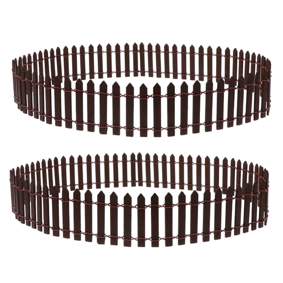 Worgeous  2 Pcs Mini Wooden Fence Garden Pickets Landscaping Prop Coffee