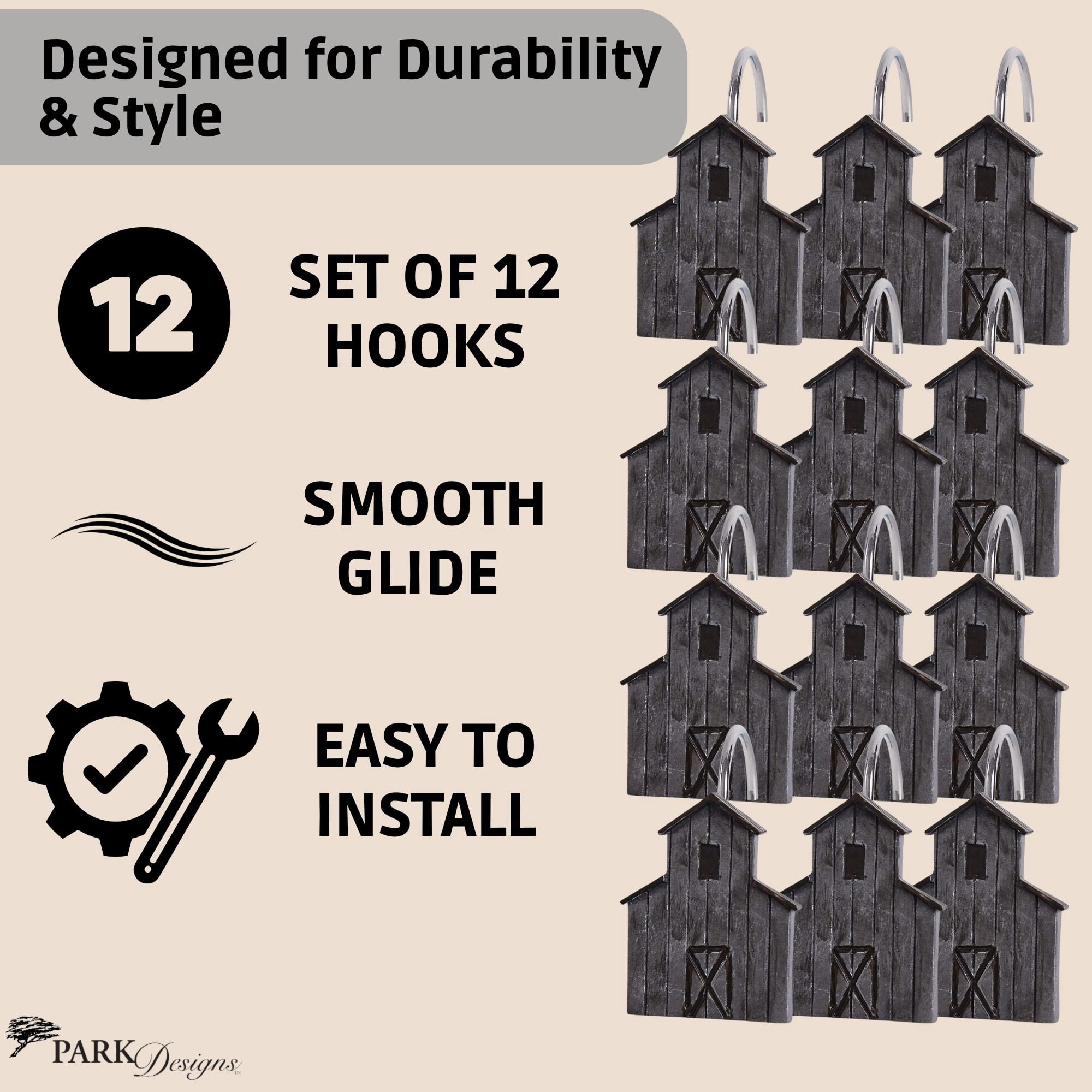 Park Designs Antique Farmhouse Barn Shower Curtain Hooks