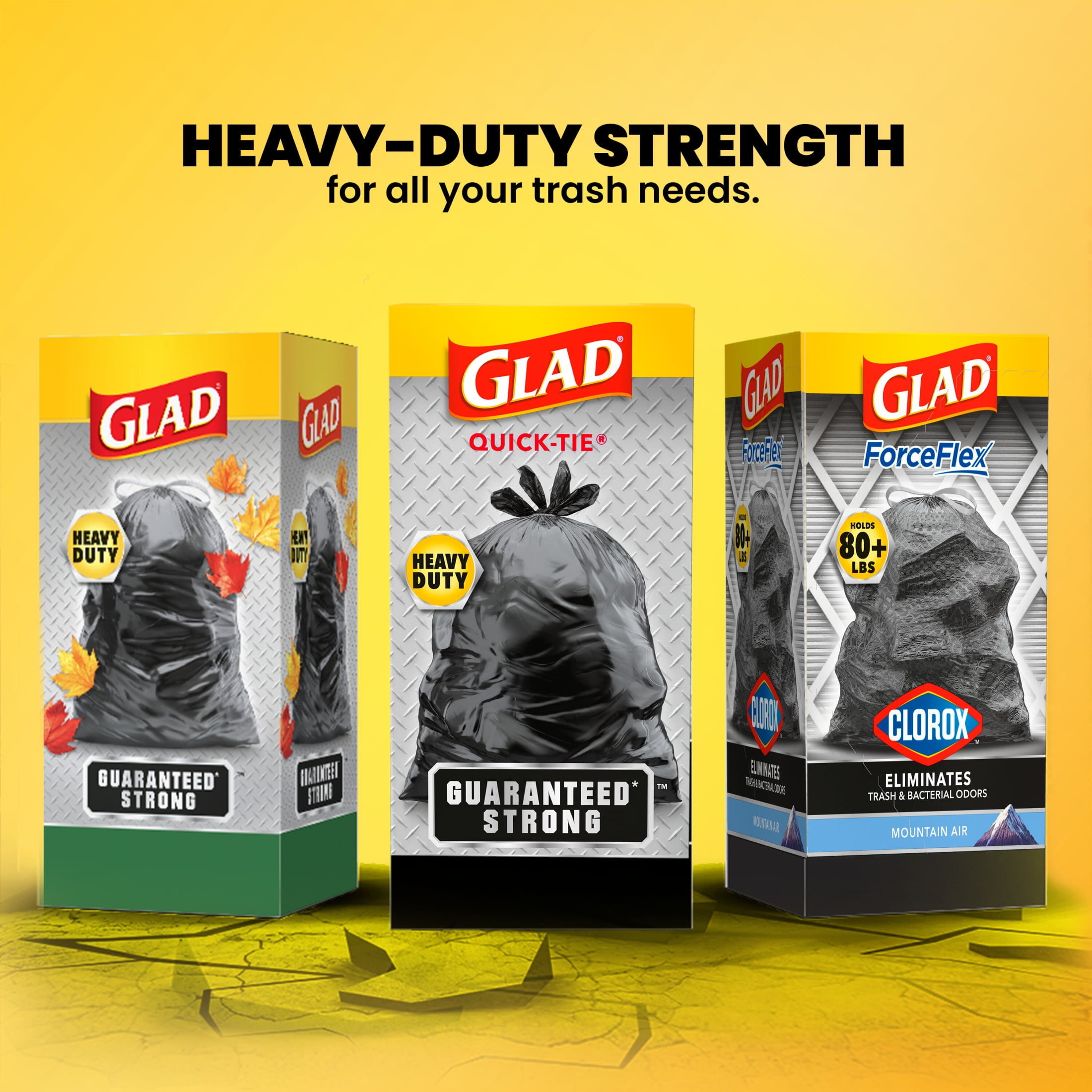 Glad 30-Gallon Quick Tie Extra Strong Heavy Duty Large Trash Bags, 40 Bags