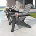 thumbnail image 2 of Aiho Folding Adirondack Chair, HIPS All-Weather Patio Chairs with Cup Holder, for Patio Garden Backyard Lawn Outdoors Fire Pit - Gray, 2 of 8