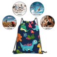 thumbnail image 6 of Leisure Draw String Mouth Backpack 16 X 14 Woven Band Durable Not Easy To Fall Off In Travel Portable Draw String Design Cute Dinosaurs And Green-Banded Leaves, 6 of 8