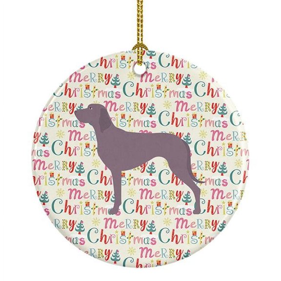 Weimaraner Merry Christmas Ceramic Ornament 2.8 in x 2.8 in
