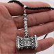 thumbnail image 3 of Símbolo de Odín del martillo de Thor vikingo nórdico Guerrero eslavo Noruega Valknut Collar para hombre Joyería vikinga escandinava - Cadena de cuero de bronce - Código de producto 4 Cadena de cuero d, 3 of 4