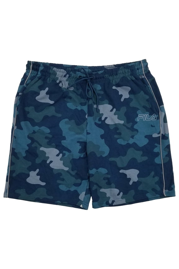 Mens Blue Camo Print French Terry Workout Training Athletic Shorts 2XL