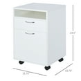 thumbnail image 6 of File Cabinet with 1 Shelf and 2 Drawers, Storage Cabinet with 4 Smoothly-Rolling Casters and 2 Locking Brakes, Sideboard Bins Made of Particle Board, White, 6 of 6
