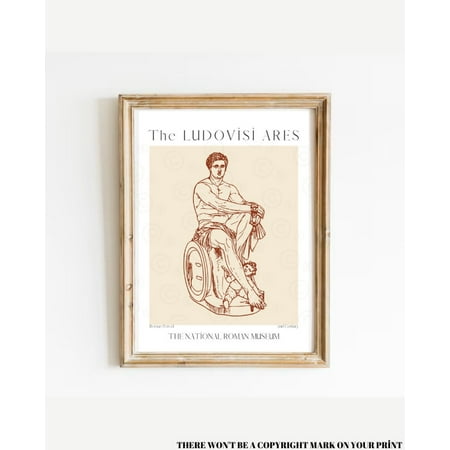 God Of War Poster, Ares Print, Roman God Mars, Greek Statue Poster, Pagan Altar Decor, 12 Olympians, Greek Mythology Print, Dark Academia Wall Art, Modern Wall Decor, 8x12 UNFRAMED