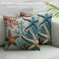 thumbnail image 3 of Chilfamy Coastal Pillow Covers Blue Beach Theme Ocean Seashell Starfish Coral Summer Nautical Sea Print Decorative Throw Pillow Cases Outdoor Farmhouse Decoration for Sofa Couch Bed White, 3 of 5