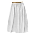 thumbnail image 4 of Embroidery Maxi Skirts for Women with Pockets Midi Length Long Skirt Casual Beach Party Holiday Cotton Linen Skirt White L, 4 of 4