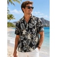 thumbnail image 6 of Sumtumn Hawaiian Shirt for Men,Summer Beach Short Sleeve Button Down Shirts Black Palm Clothing, 6 of 9