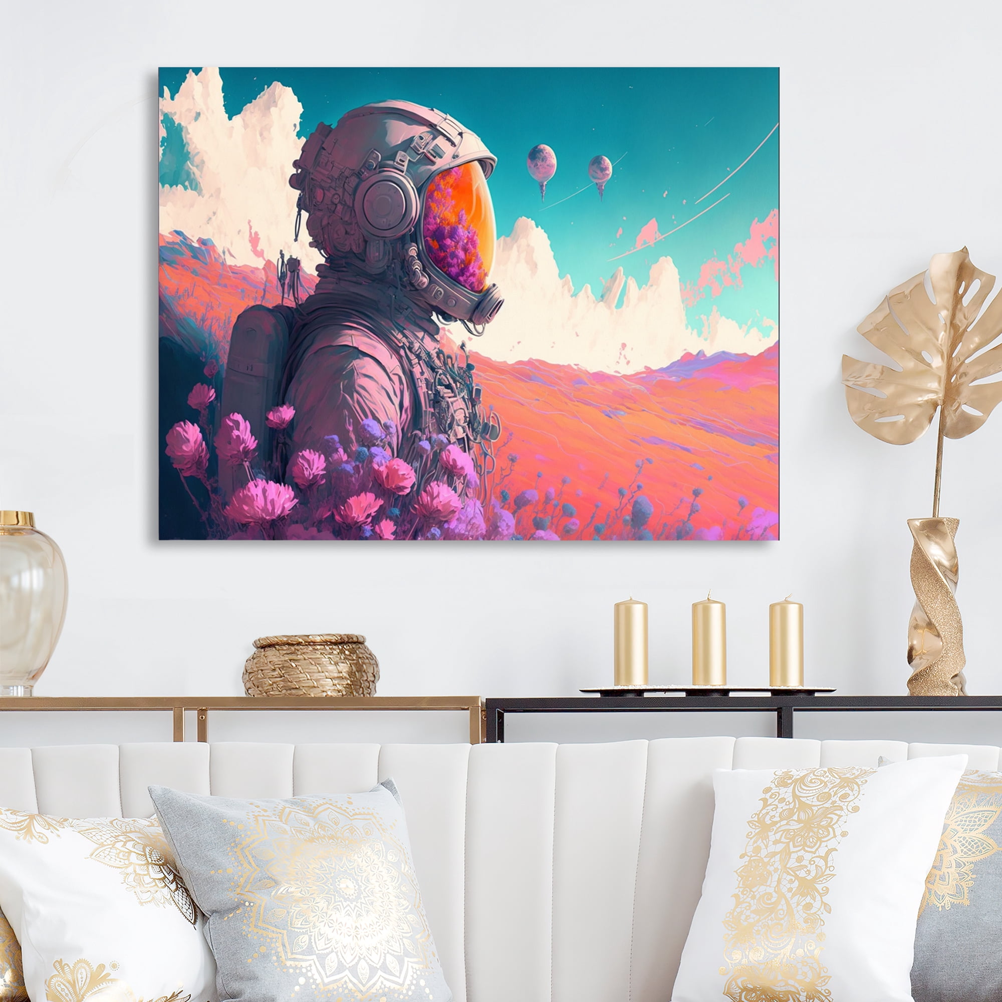 Designart Astronaut Planet Dream II Canvas Wall Art