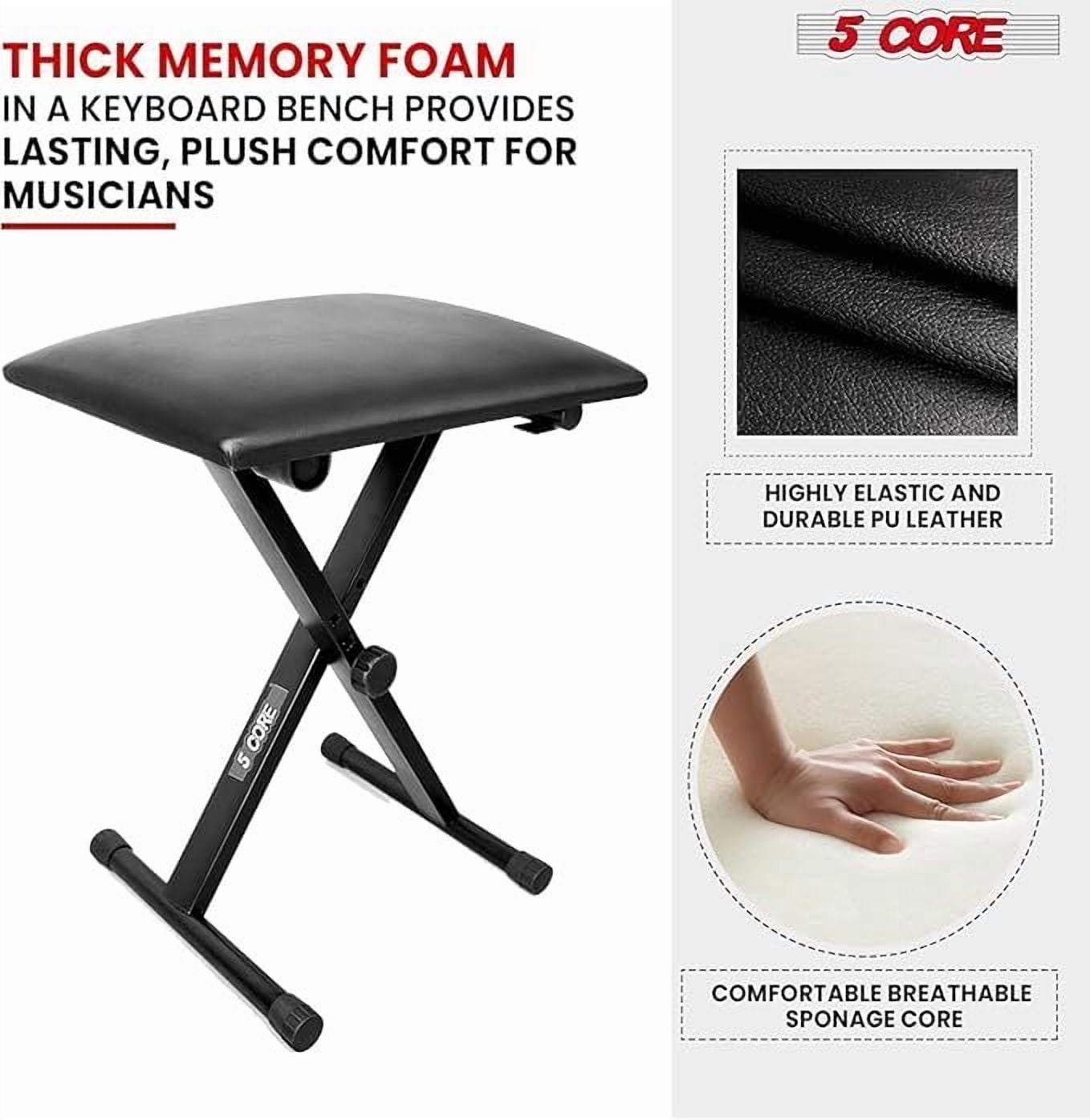 Keyboard Stand Single X Style Piano Riser Adjustable Holder + Keyboard Stool Thick Padded Piano Bench KS 1X BLU+KBB 02 BLK