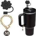 thumbnail image 1 of 1 juego (excluyendo la taza) cubierta de pajita de silicona con asa, letra del asa de la taza de agua, adecuado for varias tazas de agua, juego de accesorios for tazas de agua, 1 of 2