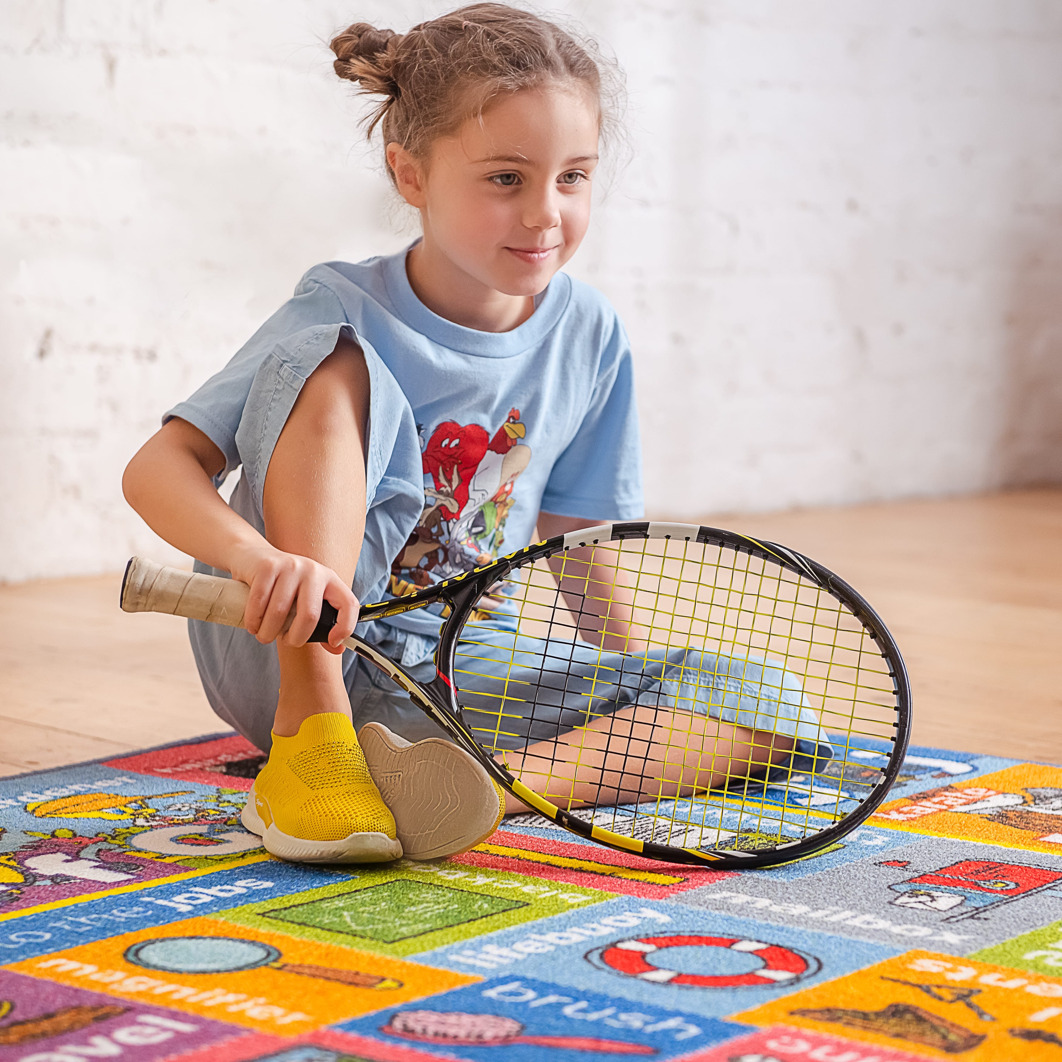 KC Cubs | Looney Tunes ABC Alphabet, Jobs & Objects Matching Educational Learning & Fun Game Area Non Slip Rug Carpet for Kids and Children Bedroom, Classroom and Playroom