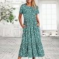 thumbnail image 2 of Summer Beach Dress for Women 2024 Plus Size Fashion Casual Short Sleeve Crewneck Dress Casual Flowy Tiered Maxi Beach Dress With Pockets Shiny Print Dress 50% off Clearance!, 2 of 7