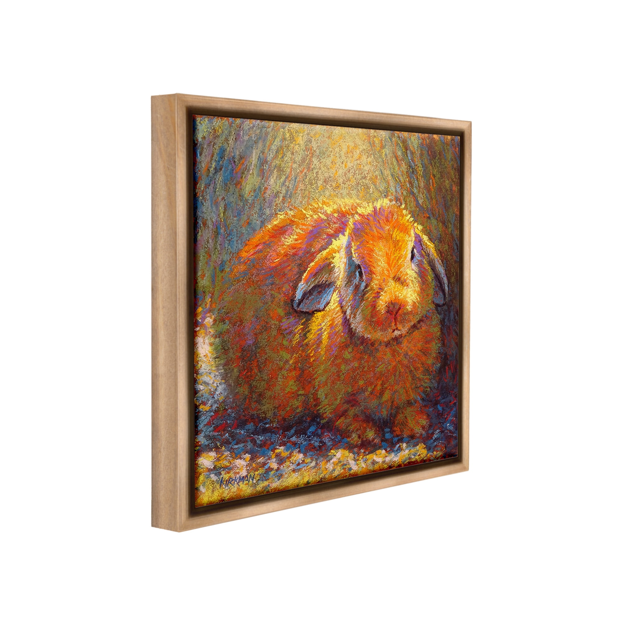 Stupell Industries Abstract Rabbit in Nature Animals & Insects Painting Brown Floater Framed Canvas Art Print Wall Art, 18 x 18