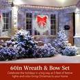 thumbnail image 2 of Best Choice Products 60in Pre-Lit Outdoor Christmas Wreath, LED Metal Holiday Decor w/ 206 Lights, Bow - Silver/Red, 2 of 7