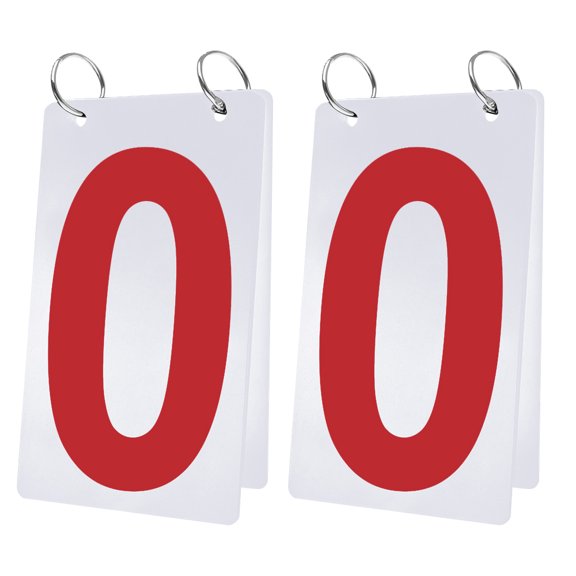 GOGO 2 Sets Waterproof Flip Scoreboard Numbers, 4 x 7 inch, Visible Red Number 0-9 Double Sides