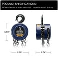 thumbnail image 5 of TCE 1 Ton Manual Hand Lift Steel Chain Block Hoist with 2 Hooks,2000 lb Capacity,Blue, 5 of 5