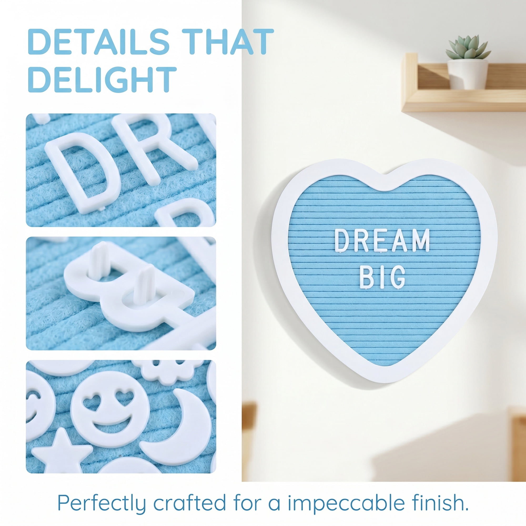 Unique Bargains Heart Shaped Message Board for Decor Gift Blue 10.23"L x 10.03 x 10.2"H