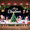 thumbnail image 3 of Festive Christmas Banner Colorful Xmas Backdrop Santa Claus Snowman Holiday Background for Christmas Party Indoor Decoration Family Gathering, 3 of 9