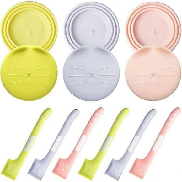 Pack of 12 can lids for cat food, lids for cans, silicone canning lids for pets with spoon, can lids, cat food lids, lids for cat food cans, pets