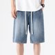 thumbnail image 4 of Pantalones cortos vaqueros holgados Cagnkofi para hombre, de corte holgado, con cordón ajustable y cintura elástica para playa y verano., 4 of 8