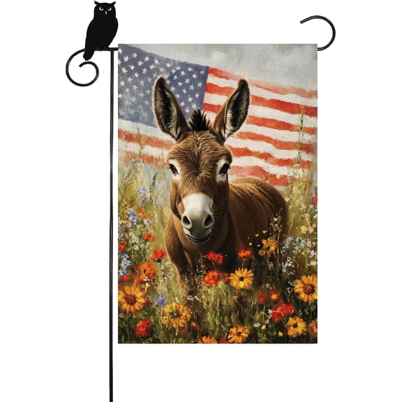 Patriotic Welcome Donkey Decorative Garden Flag Double Sided 12x18 Inch Outdoor Yard Home Décor 4th of July