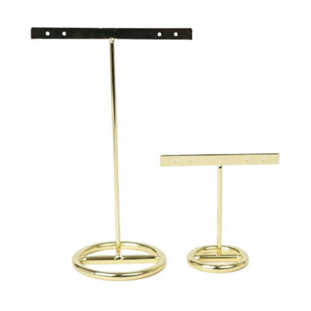 ruzhgo 2Pcs Boucle d'Oreille Titulaire Délicat Rack Multifonctionnel Anneau Organisateur Collier Bijoux Ménage Dressing Table en Forme de T Rond Rack en Forme de T Plat Rack