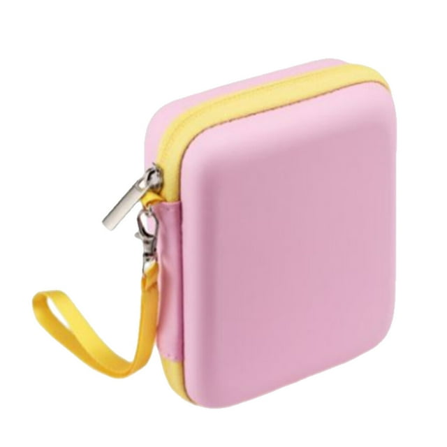 Portable Zipper Closure Guitar Pick Storage Bag Waterproof Plectrum EVA Scratch Proof Organizer Carrying Case Musical Instrument Pink Full Mesh