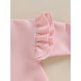 thumbnail image 5 of Infant Baby Girls Sweatshirt Jumpsuit Solid Color Round Neck Ruffled Long Sleeve Romper, 5 of 8