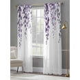 thumbnail image 4 of Purple Eucalyptus Leaves Sheer Curtains 84 Inch Length 2 Panels Set, Watercolor Botanical Summer Voile Window Treatment Rod Pocket Curtains Sheers Drapes for Bedroom/Living Room/Kitchen 52"x84"x2, 4 of 7