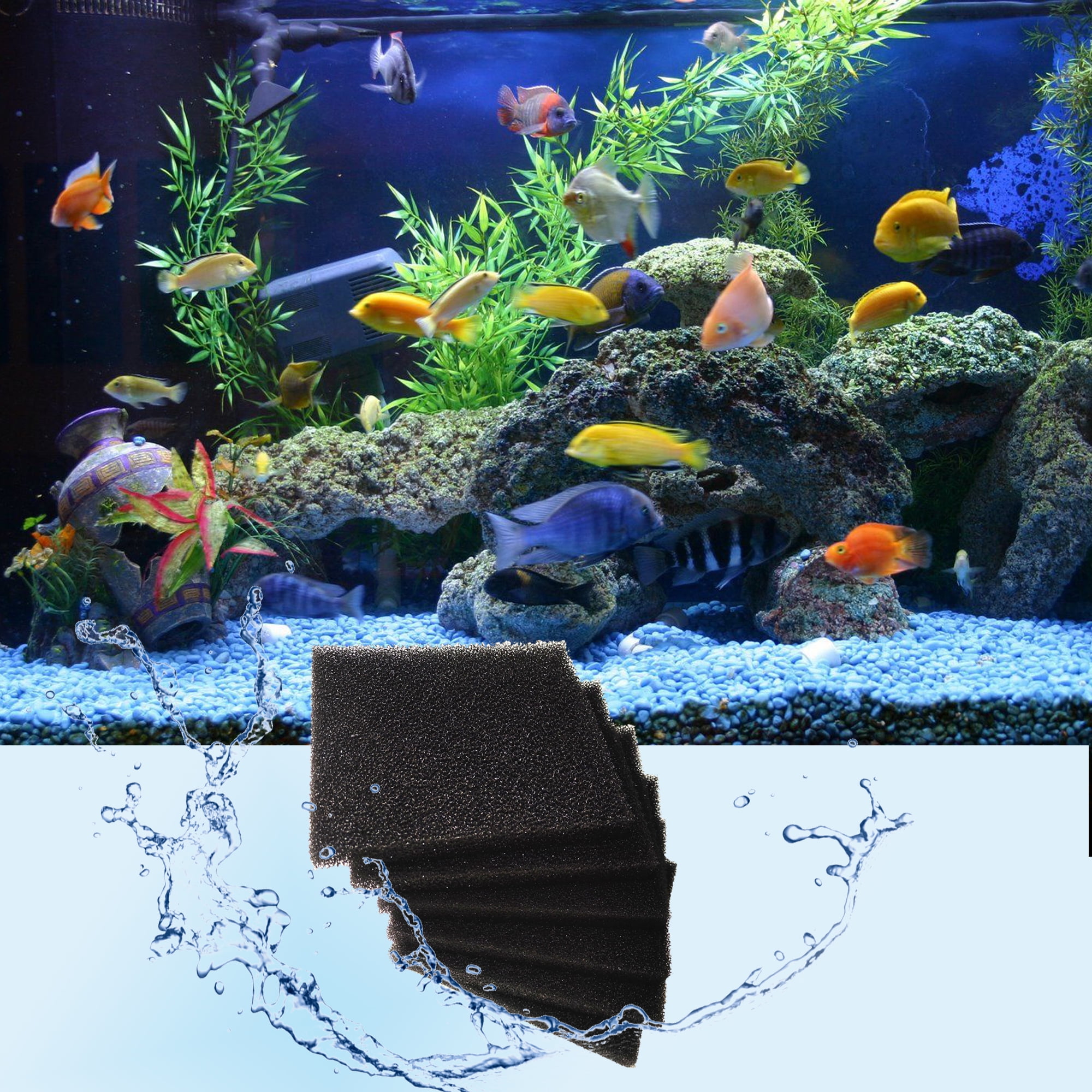 Qzbhct 15 Pack Aquarium Bio Fitler Media Sponge Foam Pad, 6.28 x 5.5 x 0.78 inch Filters Pad Inserts for ML350