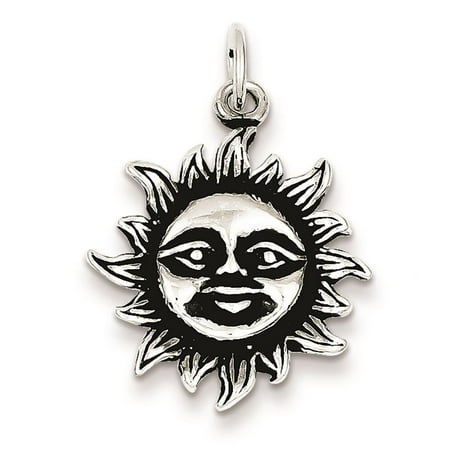 925 Sterling Silver Antiqued Sun Open-back Charm Pendant 23mm x 20mm