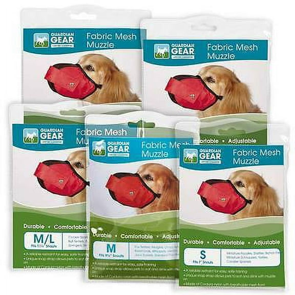Fabric Mesh Dog Muzzles Comfortable Soft Red Muzzle for Dogs That Bite or Chew (Vet Set - All 5 Sizes)