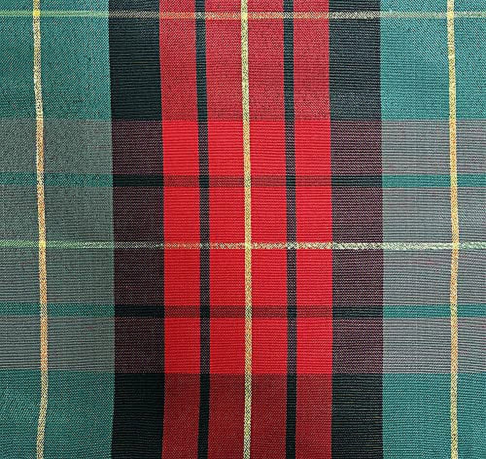 Set of 12 Cloth Napkins 16” Festive Red & Green Plaid With Gold  Stitching