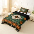 thumbnail image 2 of jejeloiu Earthy Tribal Twin Comforter Sets,Native Print Bedding Set For Boys,Green Orange,Black Reversible,2 Pieces,1 Comforter and 1 Pillowcase, 2 of 7