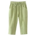 thumbnail image 3 of Hauaitttt Womens Trousers Waist Loose Pocket Elastic Pants Three Quarter Pants Wide Leg Pants for Women High Waist Casual Casual Linen Pants for Women plus Size Track Sweatpants Women Stretch Pants, 3 of 3