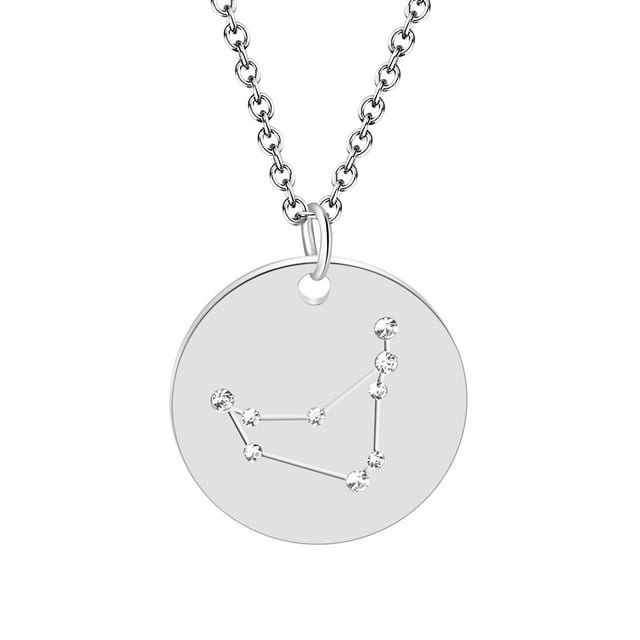 PVCS Personalised 12 Constellation Tag Necklace Diamond Steel Necklace Jewelry