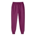 thumbnail image 3 of Women's Sweatpants High Elastic Waist Solid Drawstring Cuffed Joggers with Pockets Purple L, 3 of 4