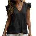 thumbnail image 3 of Aboser Womens Cotton Linen Tank Tops Y2k Flutter Sleeve Shirts Summer Casual V Neck T Shirt Solid Color Sleeveless Tanks Loose Fits Beach Vacation Tshirts, 3 of 9