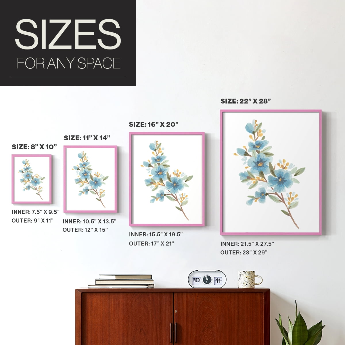 Wildflower Sprig I Framed Print - Solid Wood in Single Picture Frame Solid Wood 2 Framed Print