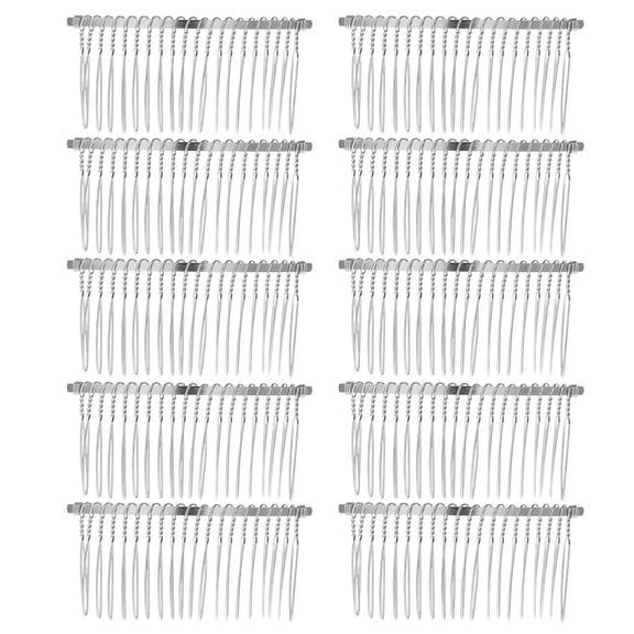OUNONA Set of 10 Metal Hair Clip Combs, Iron Wire Hair Clasps, Veil Inserted Combs for Women and Girls, White