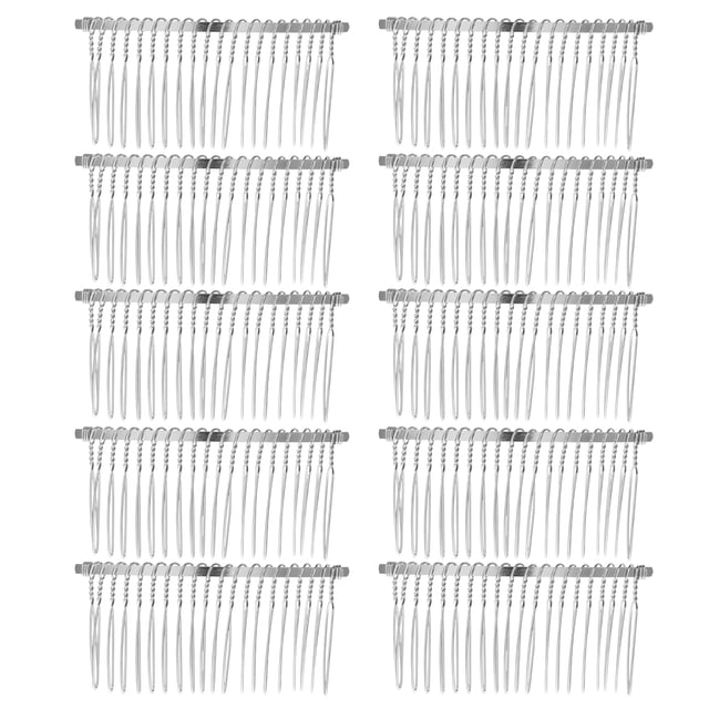 10 peines metálicos con pinza para el pelo, con cierre de alambre de hierro, para velo, para mujeres y niñas (blanco 20K)