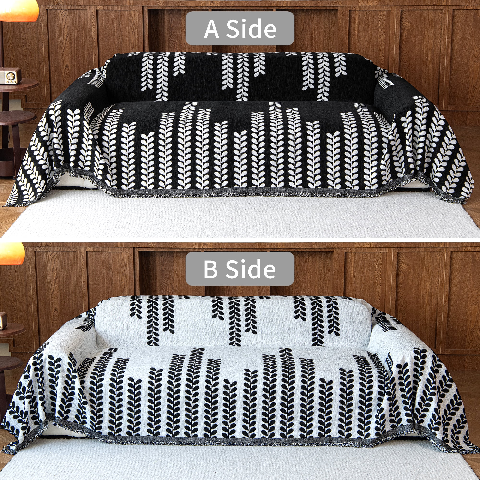 Smuge Sofa Cover Couch Cover Protector Slipcover, L Shape 3 Cushion Throw Sofa Towel Furniture Cover for Dogs Cats Home Decor (71"x 150", Black)