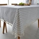 thumbnail image 4 of Nvzi Mantel de estilo campestre pequeño a cuadros blancos, mantel de mesa de café para el hogar, mantel con borlas de encaje (140 * 100 cm), 4 of 4