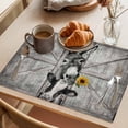 thumbnail image 3 of Funny Farm Animals Placemats Set of 8 Vintage Barn Grey Sunflowers Place Mats Indoor Wipeable Table Mats Washable Cloth Dining Table Placemats for Kitchen Holiday Party Home Decor 13x19 Inch, 3 of 9